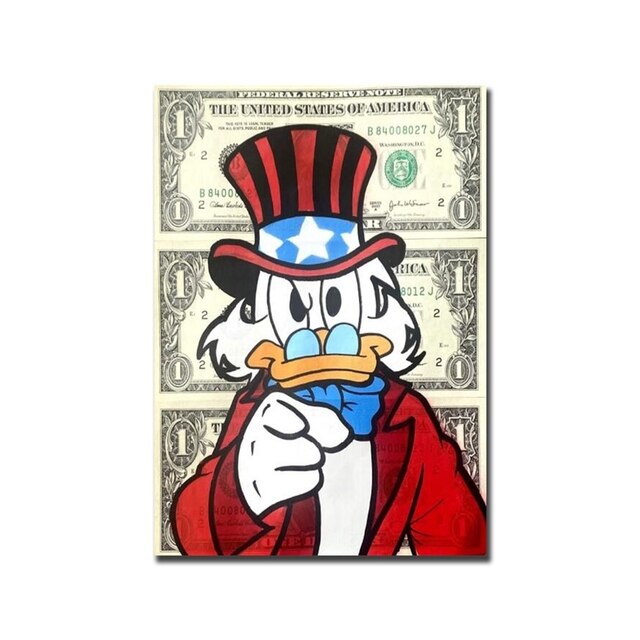 Disney Donald Duck and Money Graffiti Prints Canvas Painting Street Art Posters and Print Wall Art.jpg 640x640
