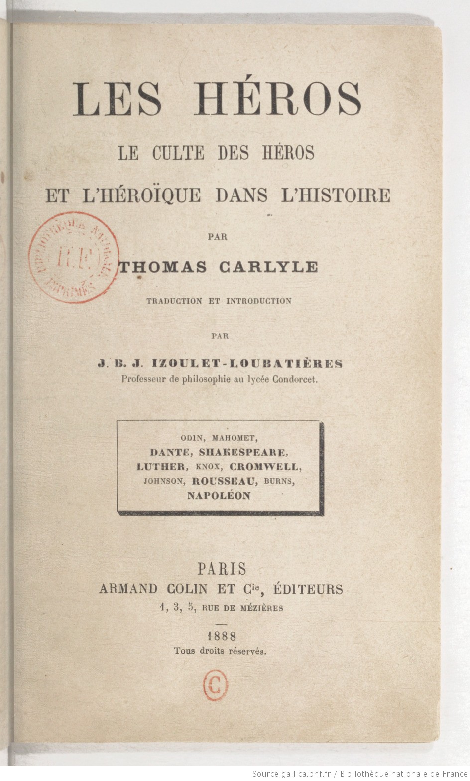 Les héros le culte Carlyle Thomas bpt6k9692628h