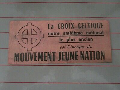Papillon propagande politique Mouvement Jeune Nation Algérie Française Celtique