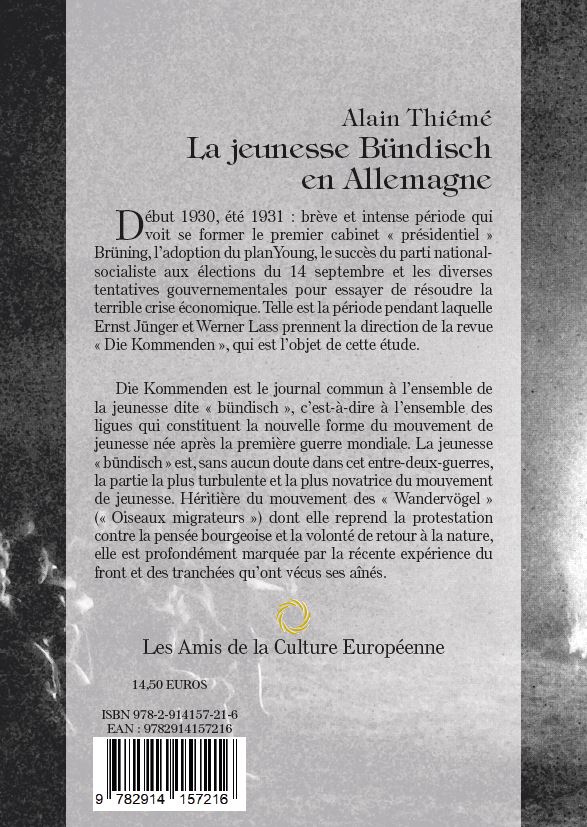 Thiéme Alain La jeunesse Bündisch en Allemagne 4ème Couverture