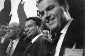 Giorgio Almirante Jean Pierre Stirbois Roland Hélie au congrès du MSI à Sorrente en décembre 1987jpg